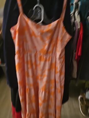 Sanctuary Pink and Orange Printed Elastic-Waist Dress